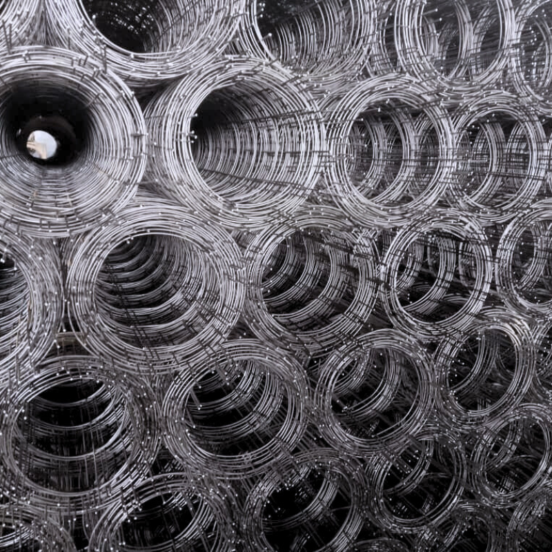 Close-up of tightly arranged metallic coils